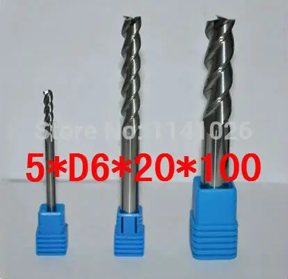 Free Shipping 5.0mm Long End Mill 5.0*D6*20*100L 3 Flutes Aluminum Carbide End mills,Carbide CNC End mill Router Bits,lathe tool