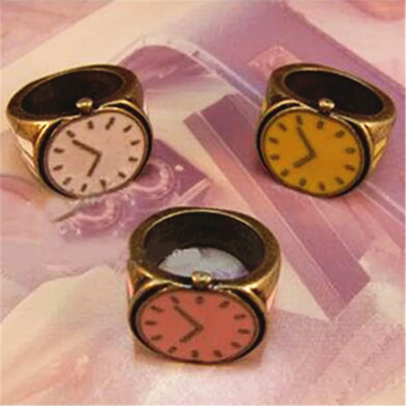 

2019 New selling Korean New Design Fashion Jewelry Rings Vintage Candy Color Cute Watch Pattern Finger Ring Girls Best Gift