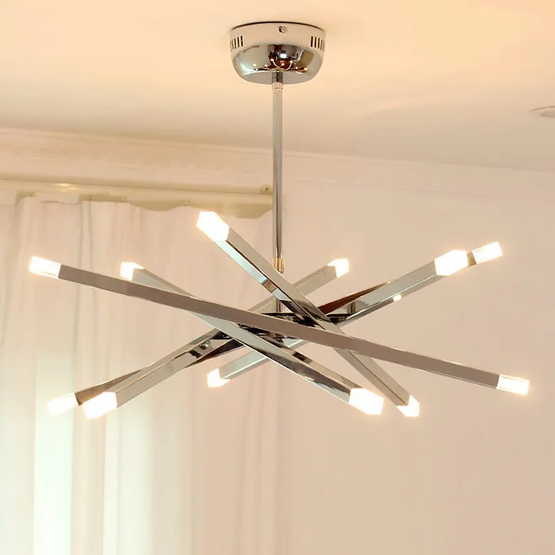 12 Lights Modern Chrome Rod Star Stainless Steel Pendant Lamp Ceiling Hanging Fixture for Home Office Living Room Shop Decor (8)