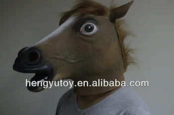

Popular brown Latex Animal Horse Mask with hair for Christmas New Year Carnival