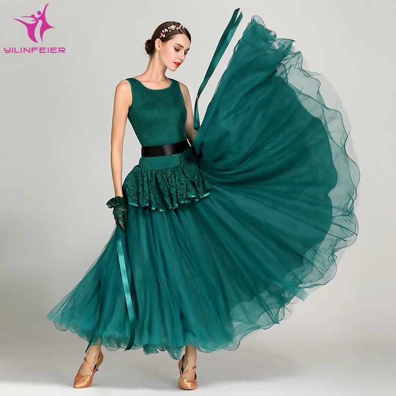 

2018 NEW 1856 Modern Dance Costume Women Lady Adult Waltzing Tango Ballroom Dance Competition Costume Dress Evening Party Dress