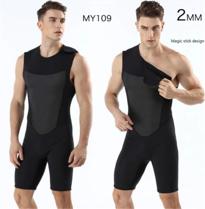 Mens 2mm sleeveless one-piece vest Neoprene men Diving Wetsuit Snorkling Suit Swimsuit Back Zipper Warm Wetsuits Vests