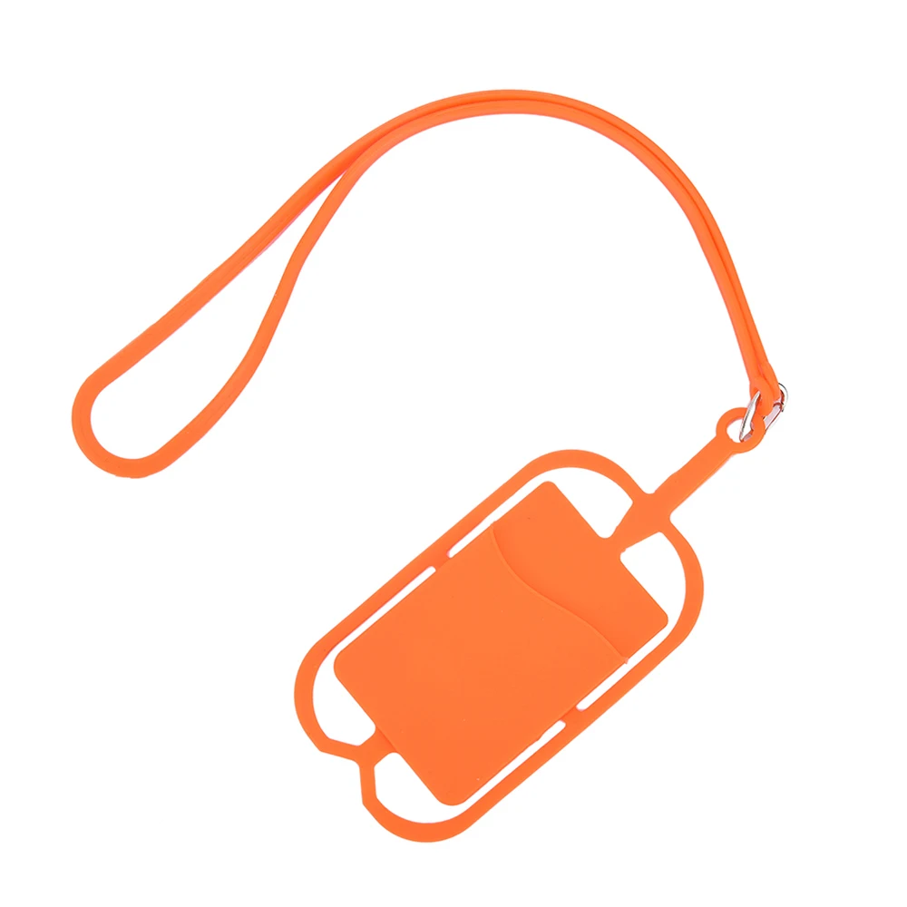 Силиконовый чехол-кошелек для мобильного телефона, держатель для кредитных карт, карман с ремешком для телефона, наклейка, Чехол для карт - Цвет: Оранжевый