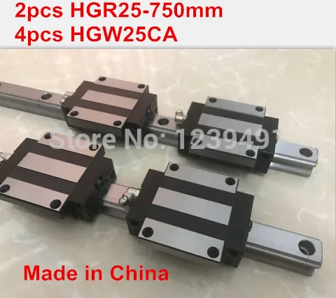 

HG linear guide 2pcs HGR25 - 750mm + 4pcs HGW25CA linear block carriage CNC parts