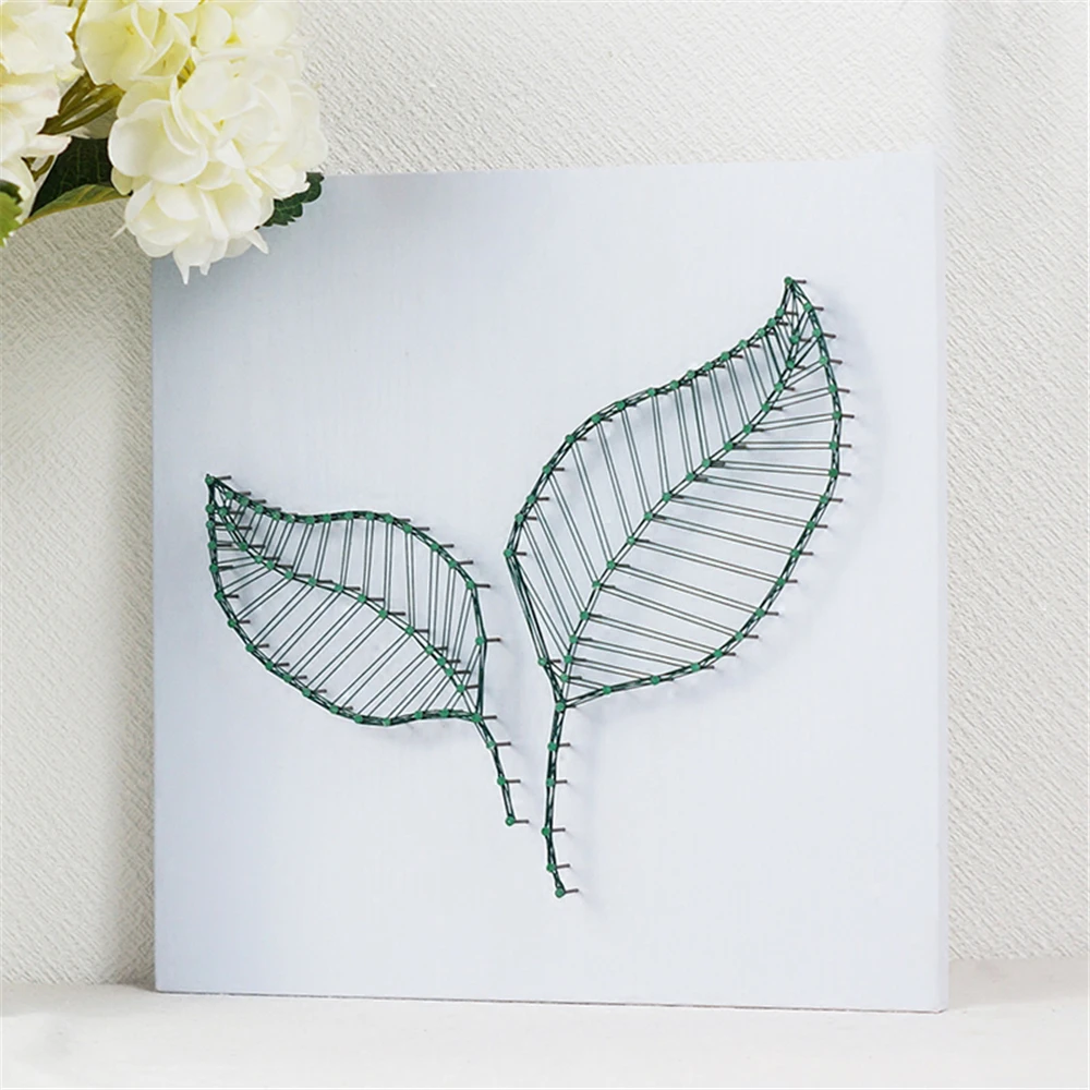 

Nordic simplic wall art String art green leaves yarn painting simple home modern decorative wedding decoration DIY novel gift