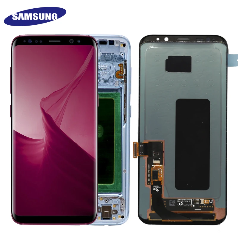 Super AMOLED для samsung Galaxy S8 S8 plus G955f G950F G950U G950FD горящий теневой ЖК-дисплей сенсорный экран дигитайзер с рамкой