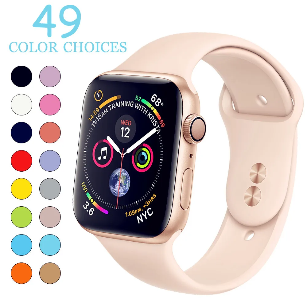 

EIMO Sport Strap For Apple Watch Band 4 3 Iwatch band 42mm 44mm 40mm 38mm correa Soft Silicone Bracelet smart watch Accessories