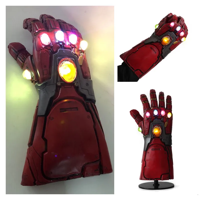 

Marvel The Avengers 4 Endgame Tony Stark Iron Man Gemstone Infinity Gauntlet Hulk Cosplay Arm LED Thanos Latex Gloves Mittens