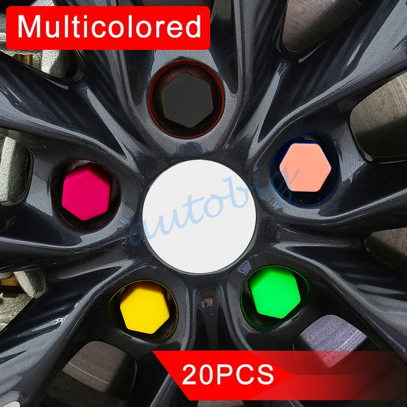 

Vehicle Accessories 19mm Multiple Colorful Screw Bolt Caps Silicone 20PCS Molding Nut Valve Stem Car Bike Garnish Decorate