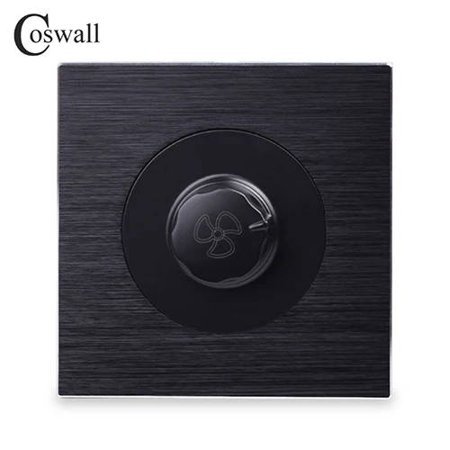 Coswall роскошный контроллер вентилятора настенный переключатель рыцарь черный шлифованный алюминий металлический панель 450 Вт максимум - Цвет: Черный