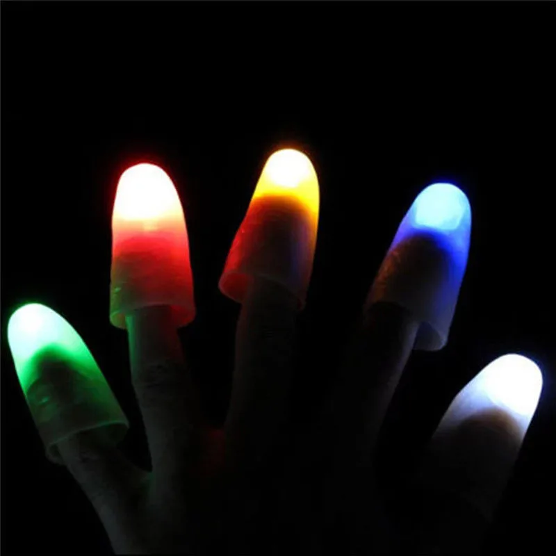 2 шт. светодиодный светильник мигающие пальцы магический трюк реквизит Дети Удивительные фантастические светящиеся игрушки Дети светящиеся подарки