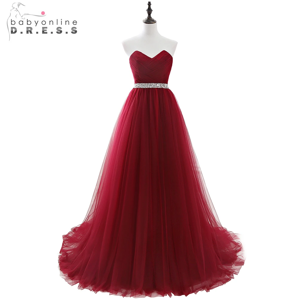 Buy Burgundy A line Prom Dresses Long 2017