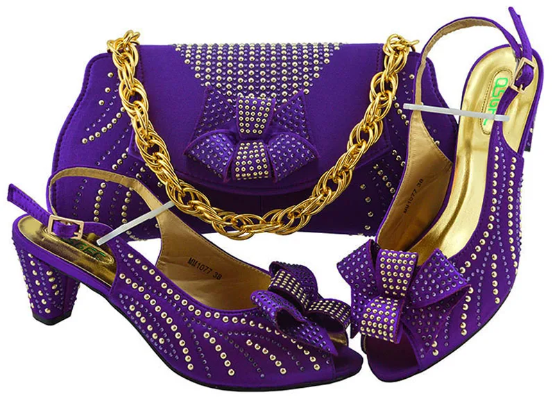 

2019 New Arrivals Italian Women Shoes And Bag Set With Appliques Pump African Shoes With Matching Bag For Evening Party Wedding