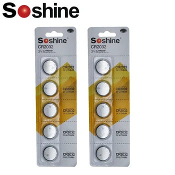 

10Pcs/2card Soshine Bateria CR2032 3V Lithium Button Battery BR2032 DL2032 ECR2032 CR 2032 Lithium Batteries