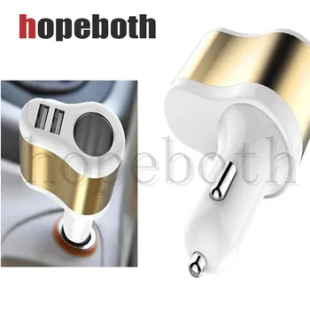 

100pcs/lot Auto Cigarette Lighter Socket USB Car Charger 5V 3.1A USB Dual 2 Port Adapter Gold Car Charger For iPhone Samsung HTC