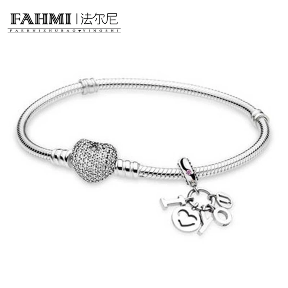 

FAHMI Book Di 100% 925 Sterling Silver I LOVE YOU BRACELET GIFT SET fit DIY Original charm Bracelets jewelry A set of prices