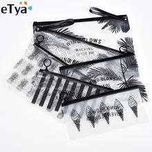 eTya 3pcs/lot Fashion Travel Women Clear Cosmetic Bag Small Large PVC Necessary Makeup Bag Case Bath Wash Organizer Set