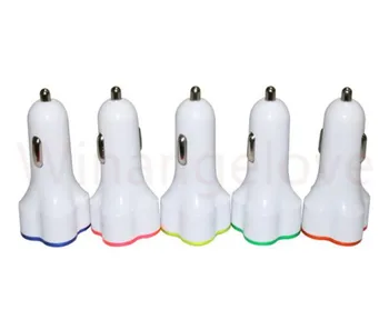 

1000pcs Dual usb ports LED Light 2.1A+1A power Adapter Car charger for iphone 5 6 6s 7 8 for samsung s6 s7