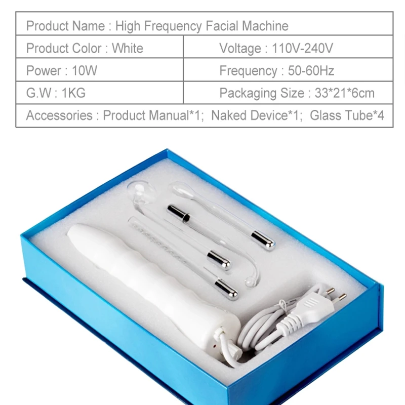 Портативная высокочастотная палочка светодиодный ухода за лицом со