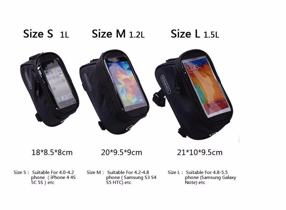 Perfect ROSWHEEL Touchscreen Cycling Mobile Phone Case Bag Pouch Bike Bicycle Frame Bag 4.2" 4.8" 5.7" Iphone Mobile Phone Case Bag 9