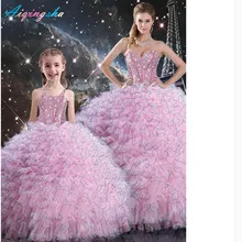 Свадебное платье для девочек платья для мамы и дочки бальное платье для мамы, мамы и дочки, детское свадебное платье семейная юбка-пачка розовое длинное платье