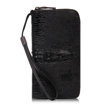 

Top quality New Arrival Fashion Alligator Zipper Business Style Brand Men's Long Design Wallet Menbag ST001 black