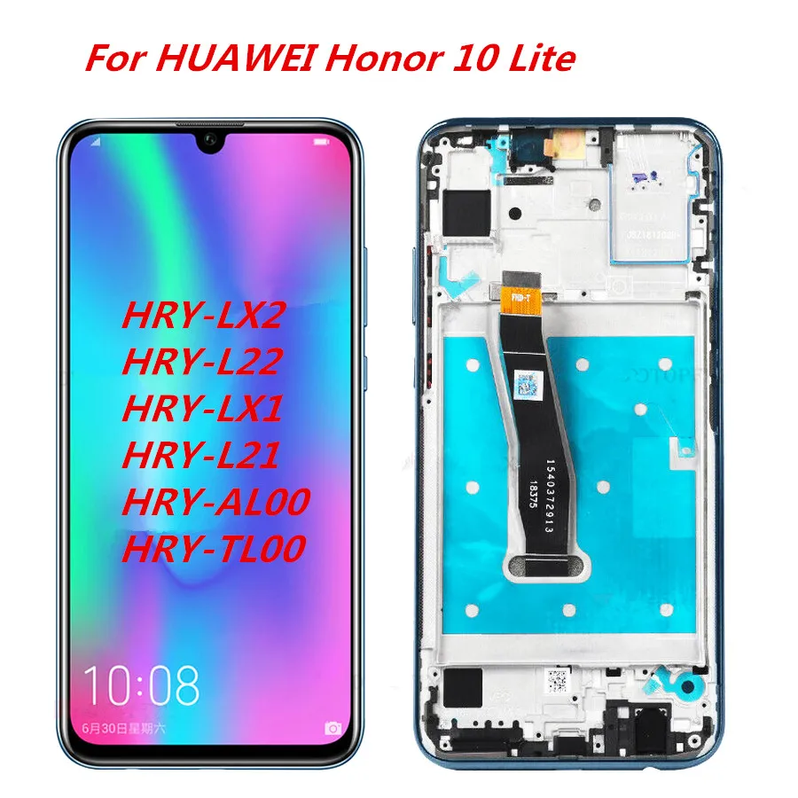 Продажа Оригинальный дисплей для huawei Honor 10 Lite, ЖК сенсорный экран, дигитайзер с рамкой, глобальная версия, 6,21