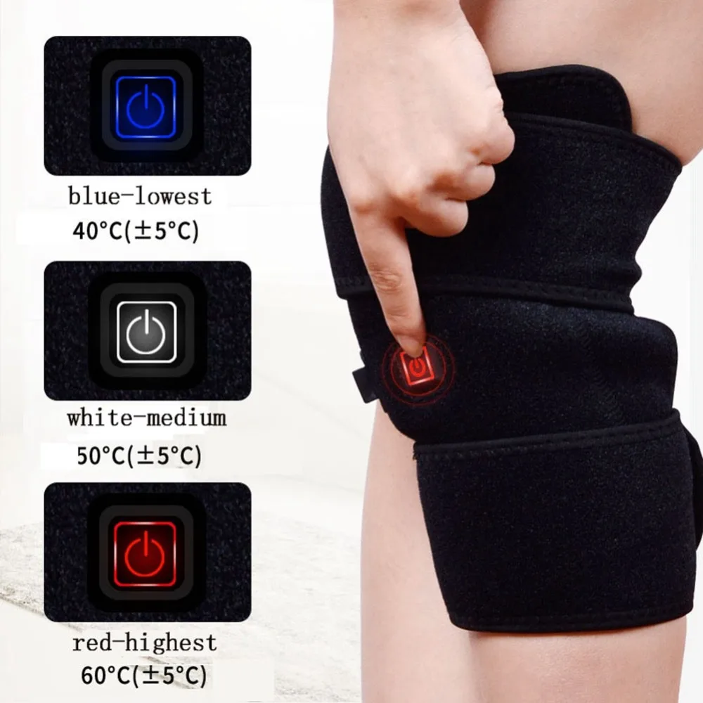 

Leg Heating Knee Pad USB Thermal Adjustable Voltage Temperature Heated Leg Brace Wrap Support for Pain Relief women men