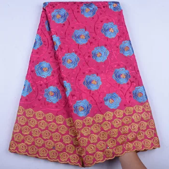 

Latest African Lace Fabric 2019 Swiss Cotton Dry Lace Fabric High Quality Swiss Lace Material With Stones For Women Dress Y1585