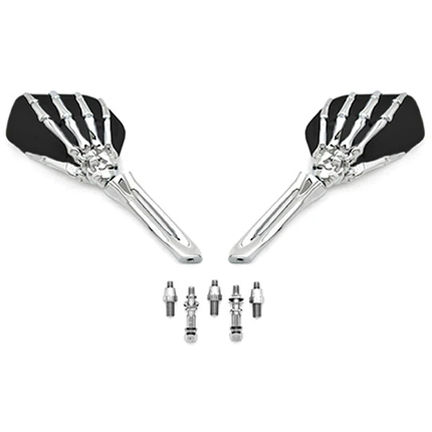 

Free Shipping Black/BlackChrome Skeleton Hand Motorcycle Mirrors For Harley Davidson Screamin Eagle