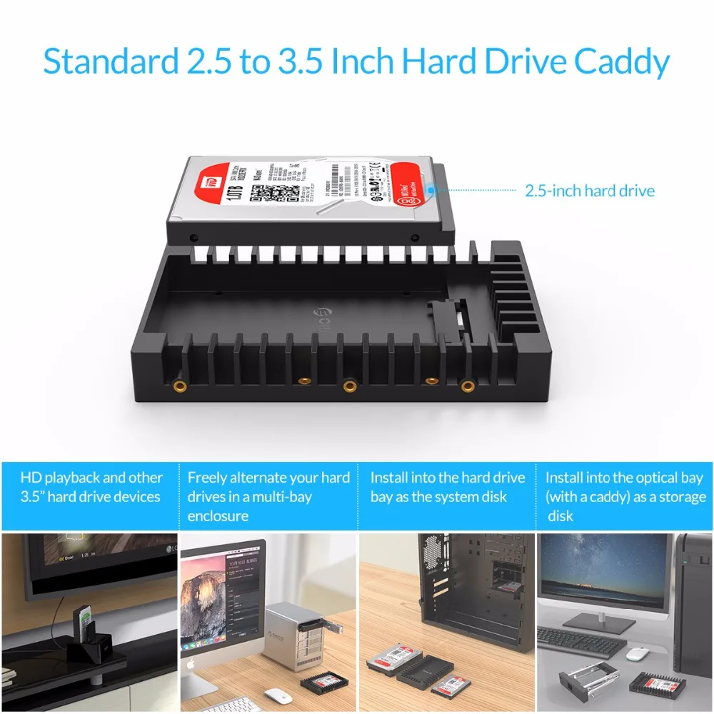 ORICO 1125SS стандарт 2,5 до 3,5 дюймовый жесткий диск Caddy SATA 3,0 быстрая скорость передачи-черный