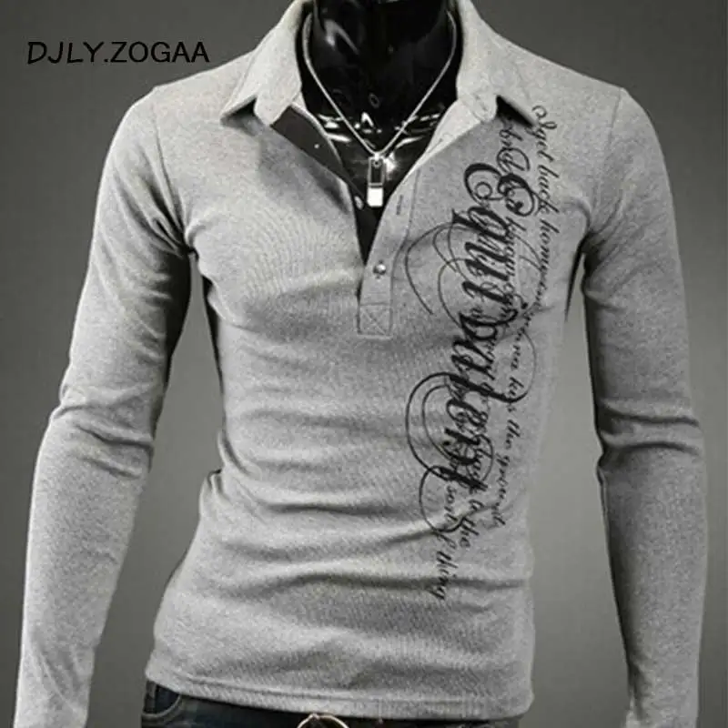 

ZOGAA 2019 Casual Long Sleeve Business Mens Shirts Male Striped Fashion Brand Polo Shirt Designer Men Long-sleeve Tenis Polos