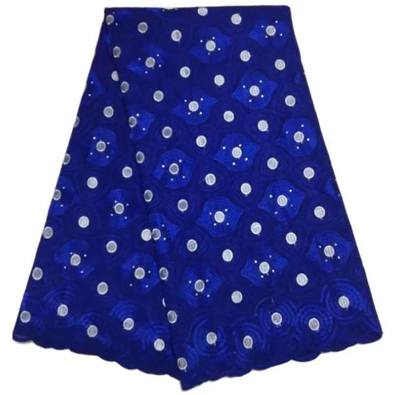 

(5yards/pc) latest design African cotton lace fabric royal blue Swiss voile lace with embroidery for party dress CLS170