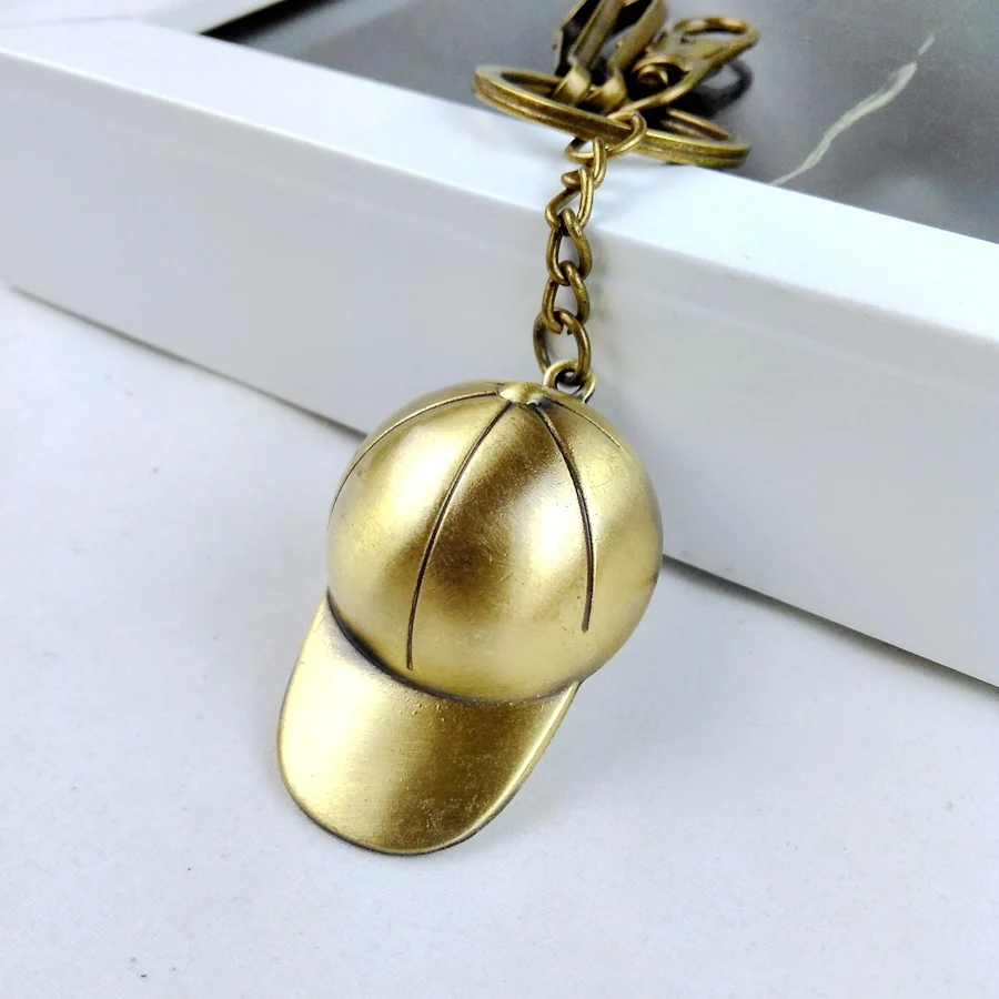 2017 new hot vintage retro antique metal Baseball Cap key chain ring