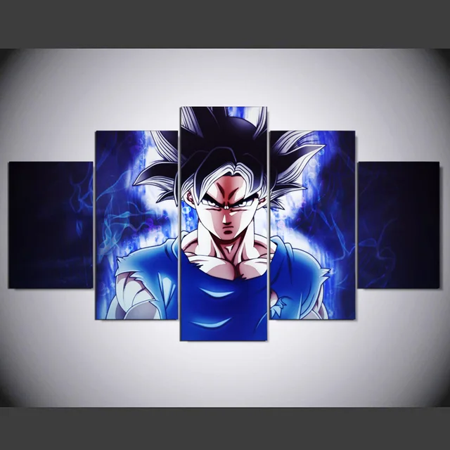 5 panels canvas painting anime dragon ball goku new form wall art form of painting