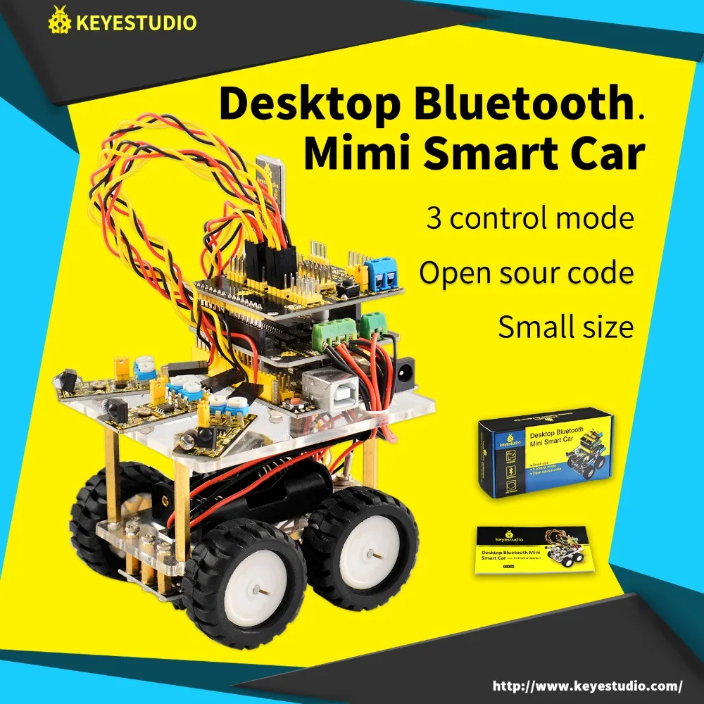 Keyestudio Desktop Bluetooth Smart Robot Car Kit for Arduino DIY Robot Education Programming+3Projects+User Manual+PDF(online)