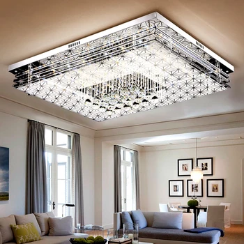 

Led living room crystal lamp rectangle ceiling lamp master bedroom lamp warm color changing room lamp remote control lighting