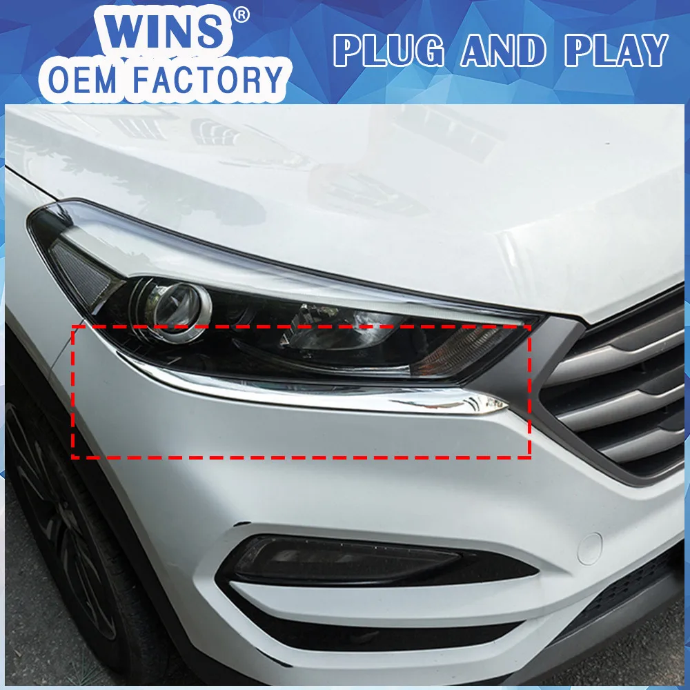 

2Pcs/Set car Headlight Eyebrow ABS Chrome Cover car styling Exterior Decoration Trim For Hyundai Tucson 2015 2016 Accessories