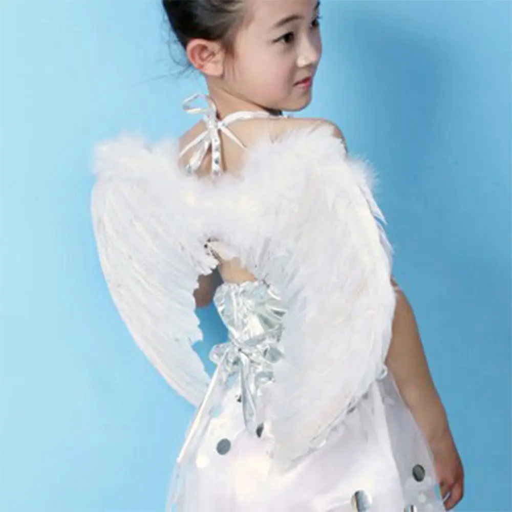 

Party Photography Costume Swan Angel White Feather Wings Halloween Children Beautiful Cute Faux Feather angel wings