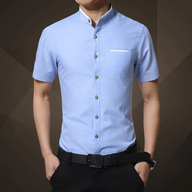 2017 men's short sleeved shirt solid 