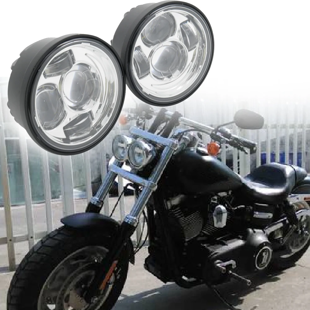 

2 Pcs Motorcycle 4.65 Inch motor Round Headlamps For Harley Dyna Fat Bob FXDF Model Driving Lamps 5" Projector LED Headlight