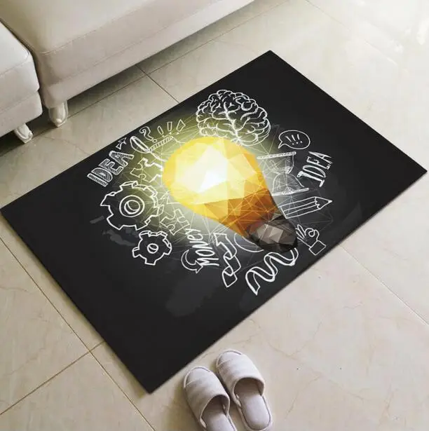 3D Light Bulb Doormat Area Rugs Floor Carpet Non-slip Floor Door Mats for coffee house Living Room Kitchen Floor Stairs Area mat