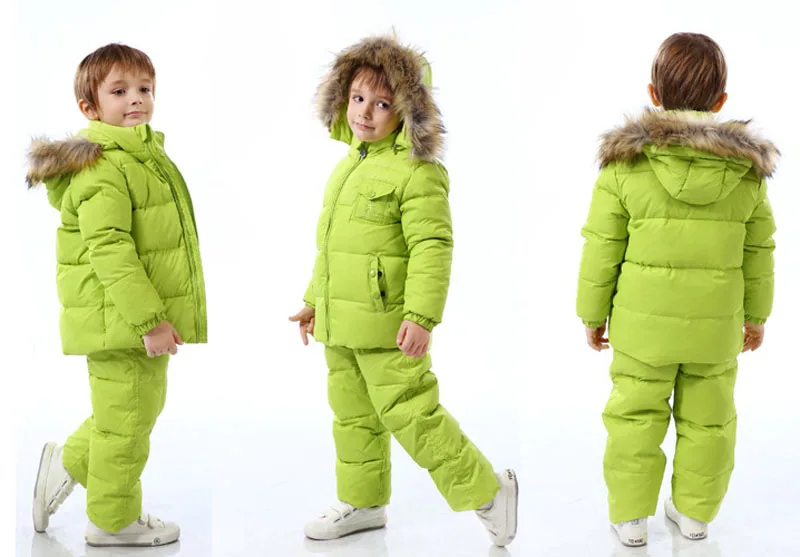 Комплект зимней одежды для детей лыжный костюм для мальчиков комплект куртка-пуховик для девочек + комбинезон одежда для маленьких