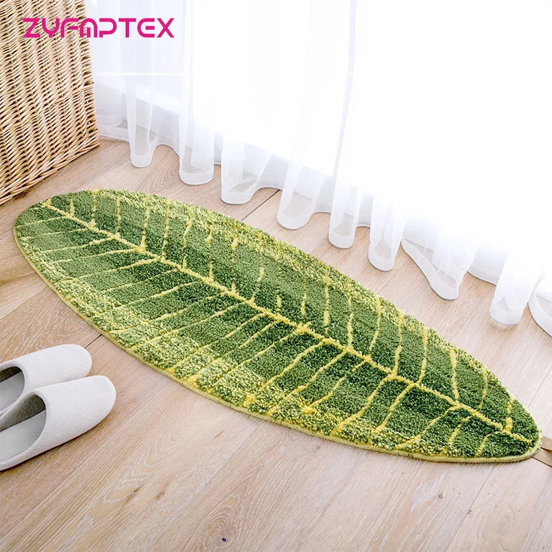 ZYFMPTEX Green Superfine Fiber Banana Leaf Carpet Bedroom Bedside Rug