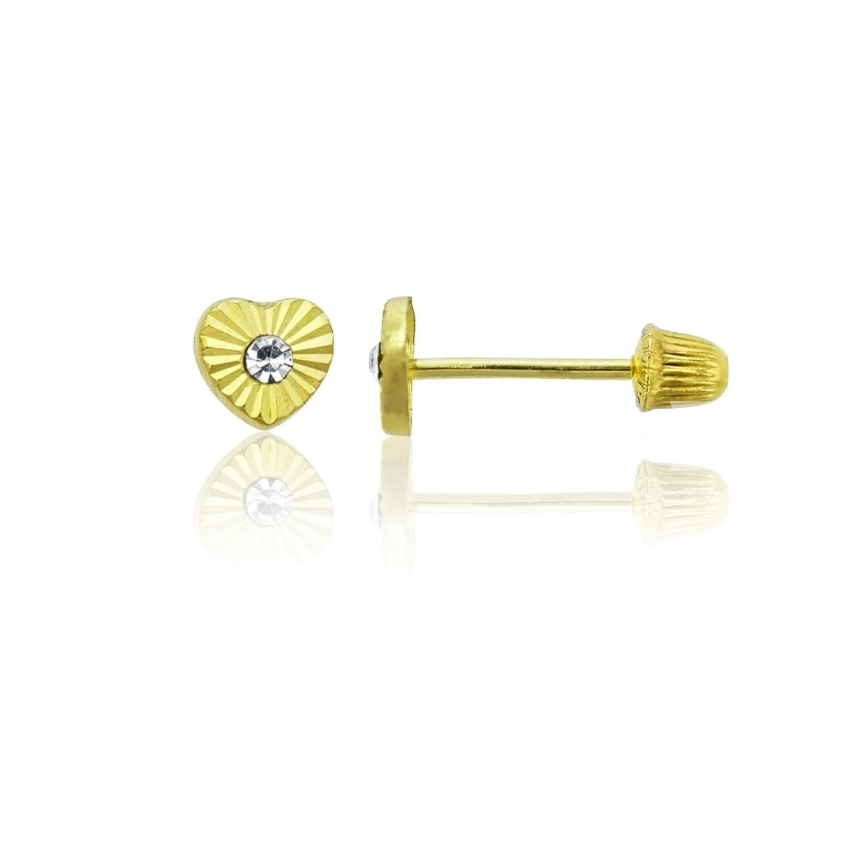 YGI FZE4646Y2W 14K Yellow Gold Diamond Cut Mini Heart Hat Screw Back Stud Earring (1)