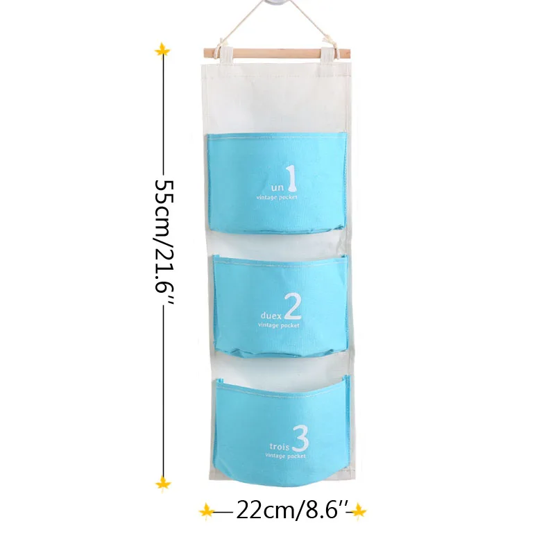 3 جيب القطن النسيج جدار حقيبة تخزين قابلة للحمل منظم النثرية حديقة معلقة للزينة المطبخ الحمام غرفة المعيشة