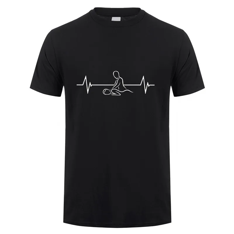 

Heartbeat of Massage Therapist T Shirt Men Short Sleeve Cotton Massage Mans Tshirt Tops T-shirt TM-015