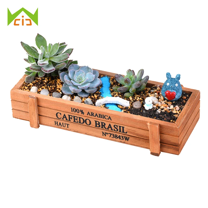 WCIC Vintage Wood Garden Flower Planter Succulent Plants Pot Rectangle
Trough Box Plant Bed Decorative Bonsai Flower Pot