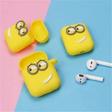 Милый желтый силиконовый чехол для наушников для Apple Airpods i7 i10 TWS, bluetooth чехол для наушников, аксессуары для наушников в подарок