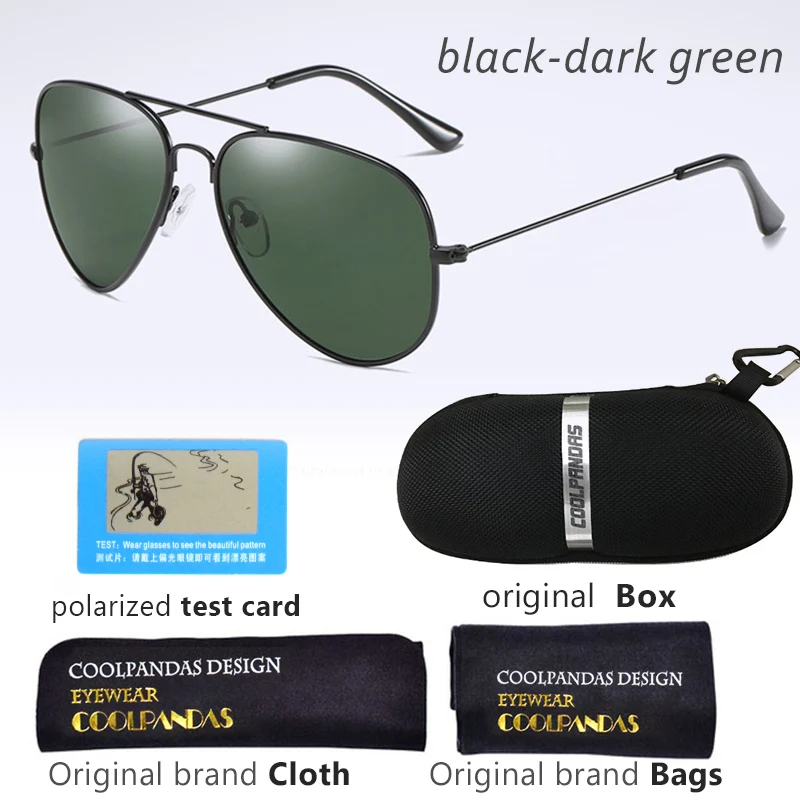 Фирменный дизайн, G15, мужские, женские, HD, поляризационные солнцезащитные очки, авиационные лучи, солнцезащитные очки для мужчин, 3025, 55 мм, Gafas Oculos de sol, UV400 - Цвет линз: black-g-green